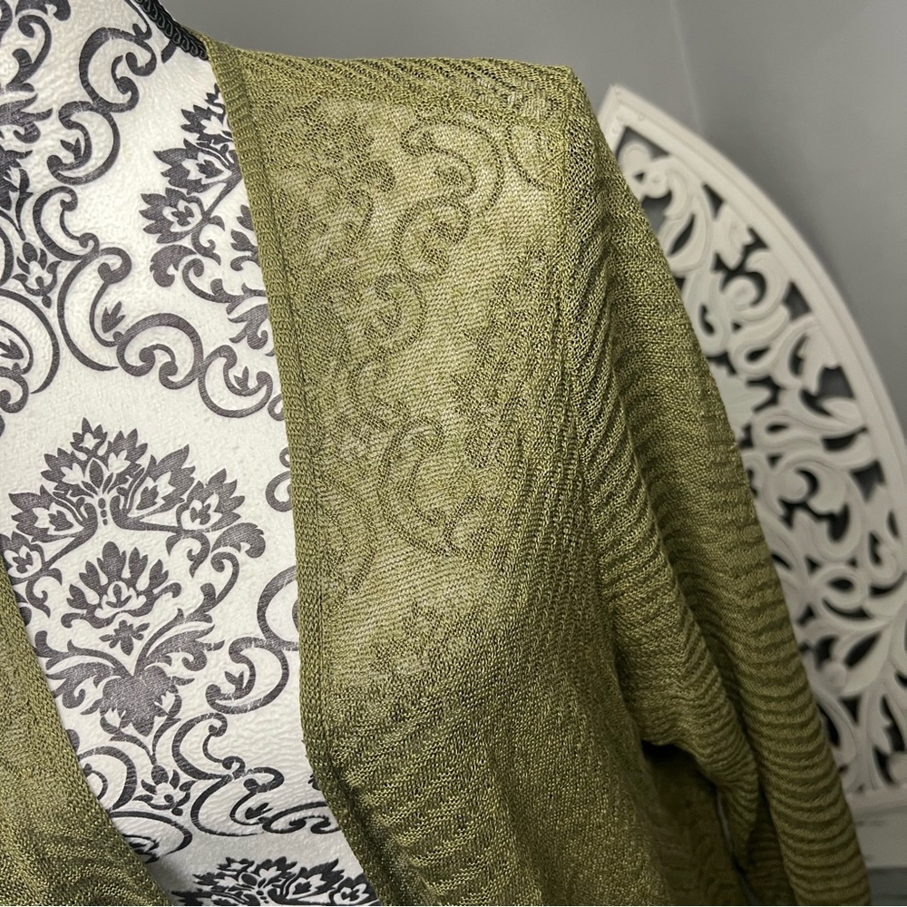 Eileen Fisher Hemp Open Front Longline Duster Cardigan Size 1X Hunter Green - Picture 3 of 10